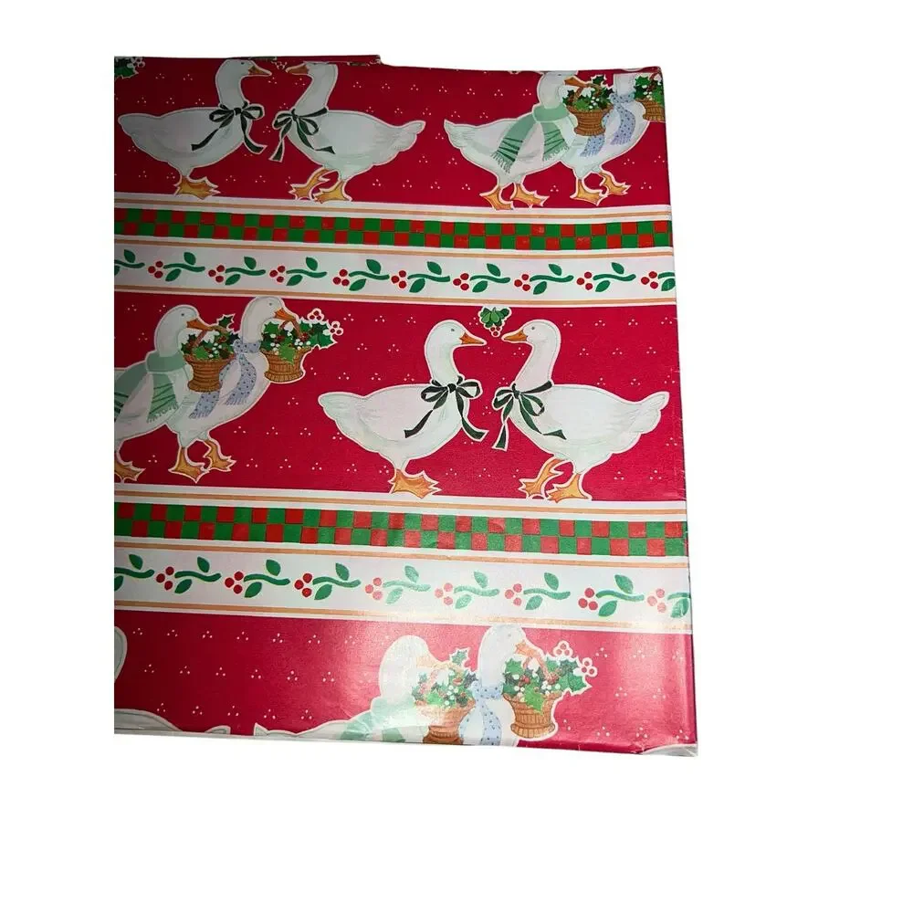 Country Geese teddy bears Vintage 80s Holiday Christmas gift wrapping paper